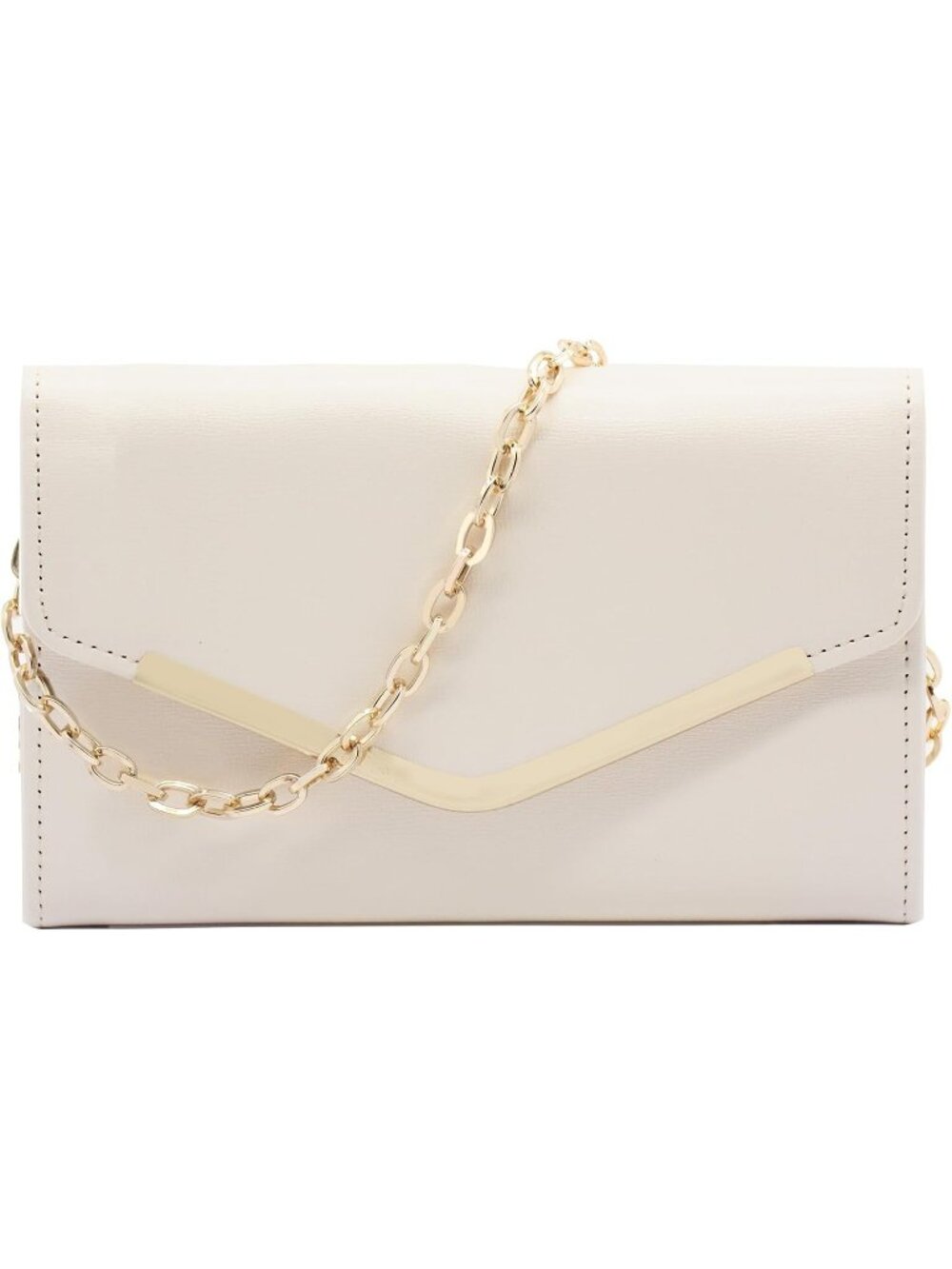 Women's Cream Clutch Purse Envelope With Detachable Chain Evening Handbag